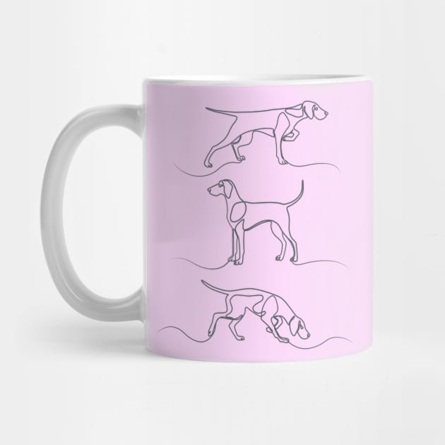 Continuous Line Weimaraners (Lilac Background) by illucalliart